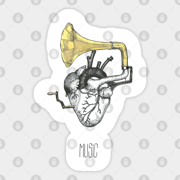 Music comes from the heart Sticker by Créa'RiBo